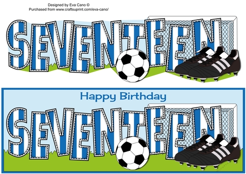 Football Boots & Football with blue & white stripes SEVENTEEN large dl