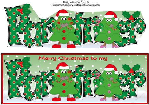 Crazy Christmas Trees couple with mistletoe PARTNER large dl