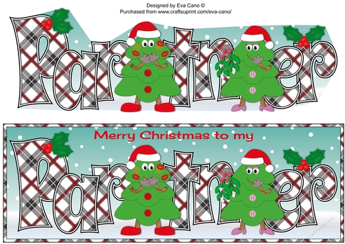 Crazy Christmas Trees couple with mistletoe PARTNER large dl 2