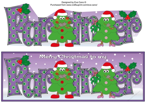 Crazy Christmas Trees couple with mistletoe PARTNER large dl 3