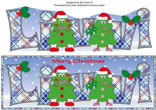 Crazy Christmas Trees couple with mistletoe LIVVI large dl