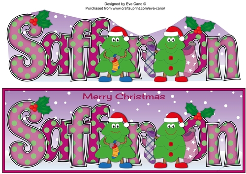 Crazy Christmas Trees with Christmas stockings SAFFRON large dl