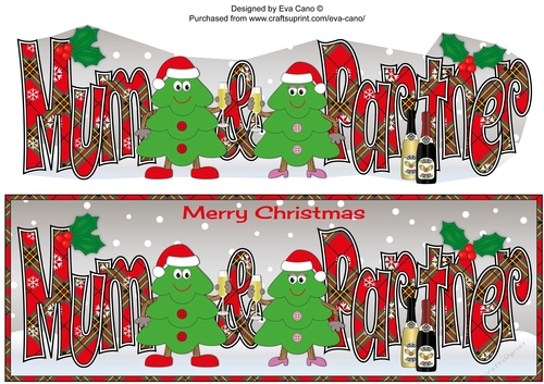 Crazy Christmas Trees couple celebrating Christmas with champagne MUM & PARTNER large dl