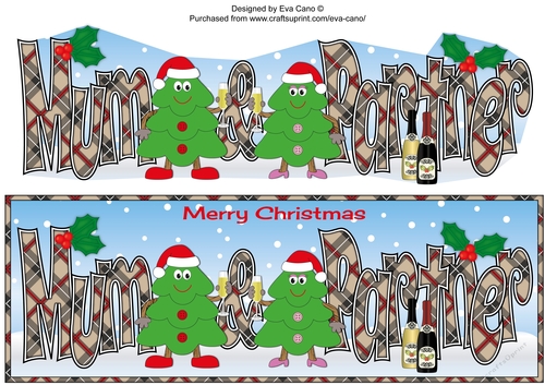 Crazy Christmas Trees couple celebrating Christmas with champagne MUM & PARTNER large dl 2
