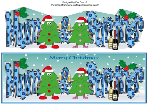 Crazy Christmas Trees couple celebrating Christmas with champagne MUM & PARTNER large dl 3