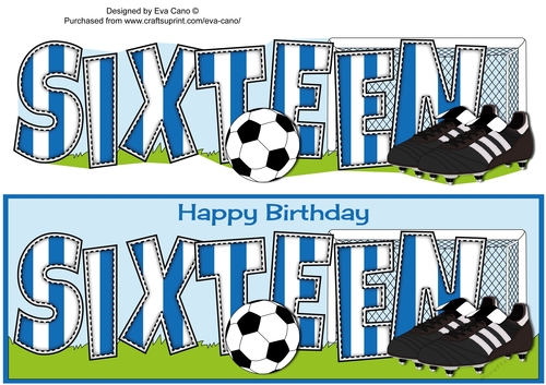 Football Boots & Football with blue & white stripes SIXTEEN large dl