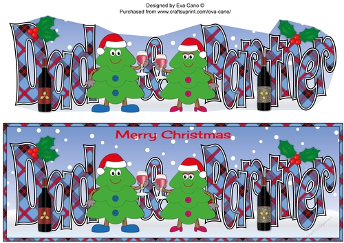Crazy Christmas Trees couple celebrating Christmas with wine DAD & PARTNER large dl