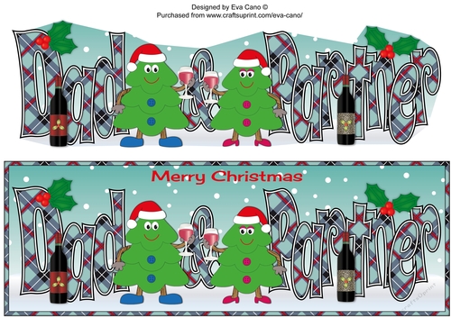 Crazy Christmas Trees couple celebrating Christmas with wine DAD & PARTNER large dl 2