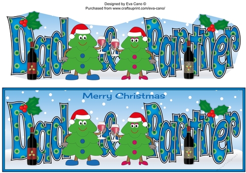 Crazy Christmas Trees couple celebrating Christmas with wine DAD & PARTNER large dl 3