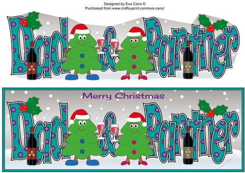 Crazy Christmas Trees couple celebrating Christmas with wine DAD & PARTNER large dl 4