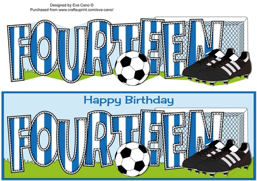 Football Boots & Football with blue & white stripes FOURTEEN large dl