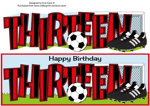 Football Boots & Football with red & black stripes THIRTEEN large dl