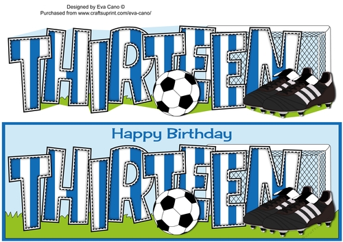 Football Boots & Football with blue & white stripes THIRTEEN large dl