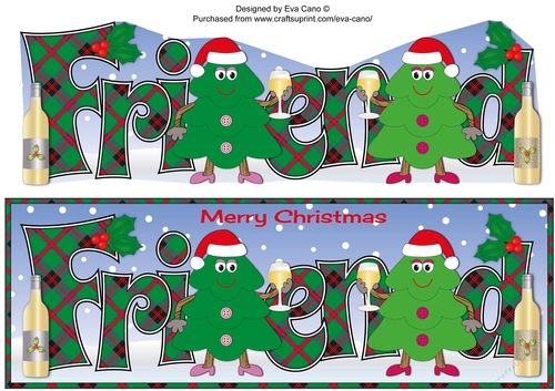 Crazy Christmas Trees Girls celebrating Christmas with wine FRIEND large dl