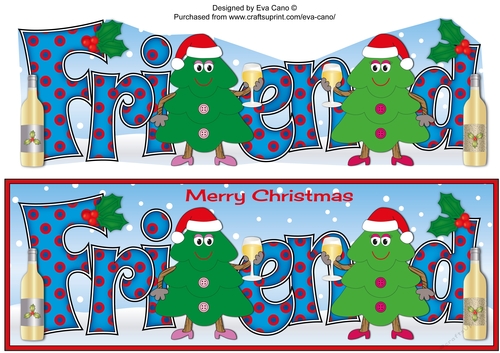 Crazy Christmas Trees Girls celebrating Christmas with wine FRIEND large dl 3