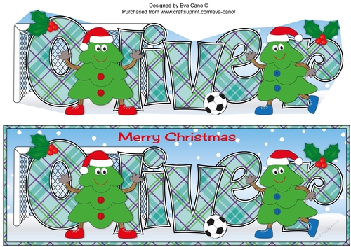 Crazy Christmas Trees playing football OLIVER large dl