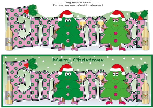 Crazy Christmas Trees Girls celebrating Christmas with wine EMMA large dl