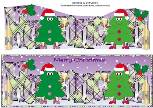 Crazy Christmas Trees Girls celebrating Christmas with wine HANNAH large dl