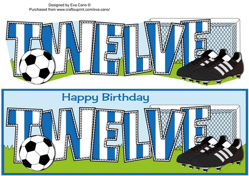 Football Boots & Football with blue & white stripes TWELVE large dl