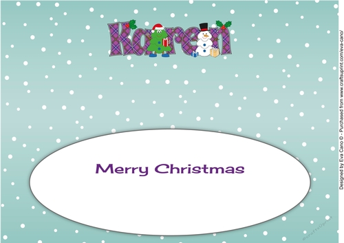 Crazy Christmas Tree built a snowman KAREN large dl insert