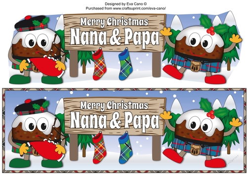 Crazy Scottish Christmas Puddings with big sign NANA & PAPA large dl