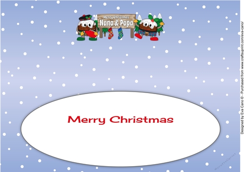 Crazy Scottish Christmas Puddings with big sign NANA & PAPA large dl insert
