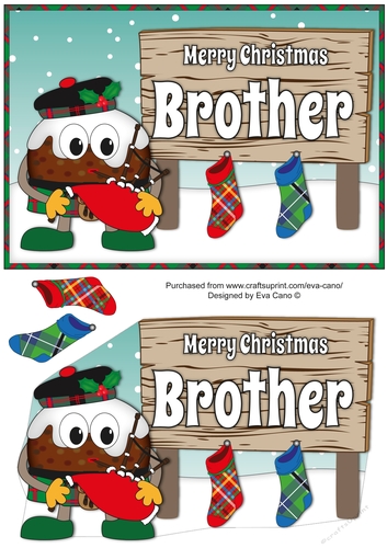 Crazy Scottish Christmas Pudding with big sign BROTHER decoupage