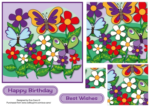 Flowers and Funny Butterflies topper 