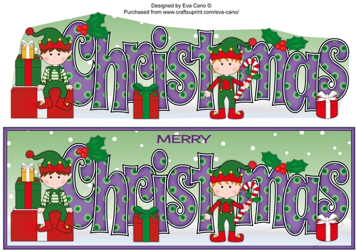 Christmas Elves with presents CHRISTMAS large dl