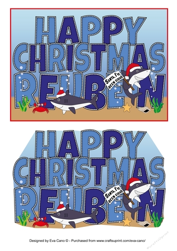 Christmas Sharks REUBEN 5x7