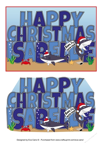 Christmas Sharks ISABELLE 5x7