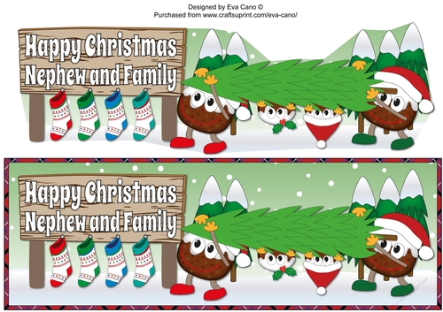 Crazy Christmas Puddings taking the Christmas tree home NEPHEW AND FAMILY large dl