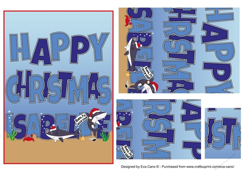 Christmas Sharks ISABELLE 5x7 portrait