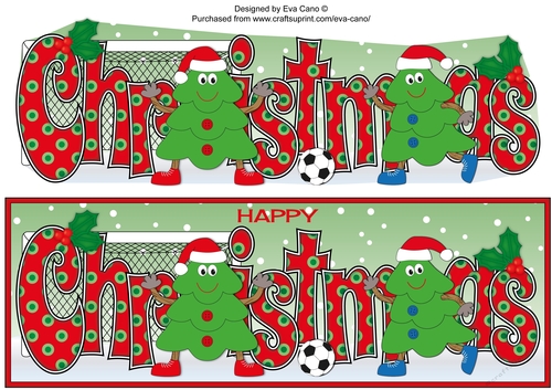 Crazy Christmas Trees playing football CHRISTMAS large dl