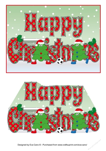 Crazy Christmas Trees playing football CHRISTMAS 5x7
