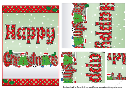 Crazy Christmas Trees playing football CHRISTMAS 5x7 portrait