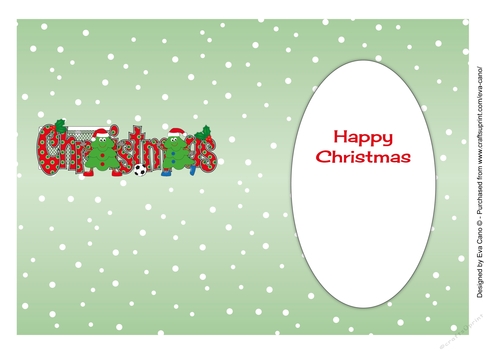 Crazy Christmas Trees playing football CHRISTMAS 5x7 portrait insert