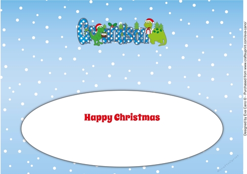 Christmas Dinosaurs with Christmas pudding and present GRANDSON large dl insert