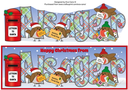 Christmas Robins with letters to Santa ALSAGER large dl