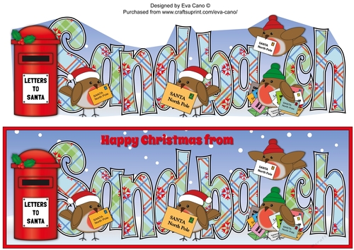 Christmas Robins with letters to Santa SANDBACH large dl