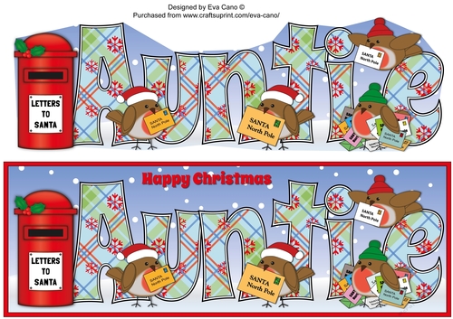 Christmas Robins with letters to Santa AUNTIE large dl