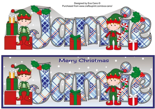 Christmas Elves with presents JAMIE large dl