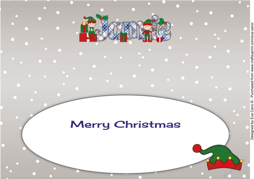 Christmas Elves with presents JAMIE large dl insert