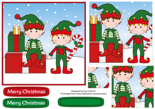 Christmas Elves with presents topper
