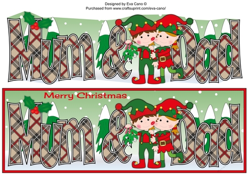 Christmas Elves with Mistletoe MUM & DAD large dl 2