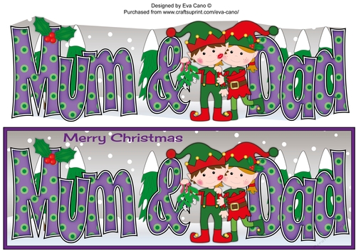 Christmas Elves with Mistletoe MUM & DAD large dl 3