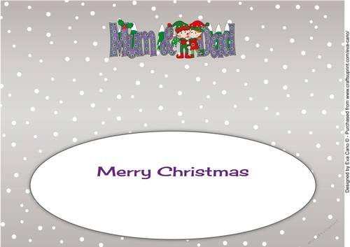 Christmas Elves with Mistletoe MUM & DAD large dl 3 insert