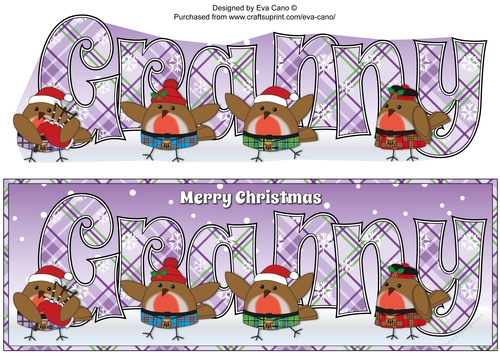 Scottish Christmas Robins GRANNY large dl