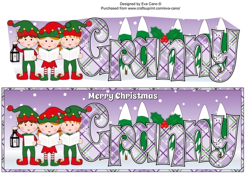 Elves Carol singers GRANNY large dl