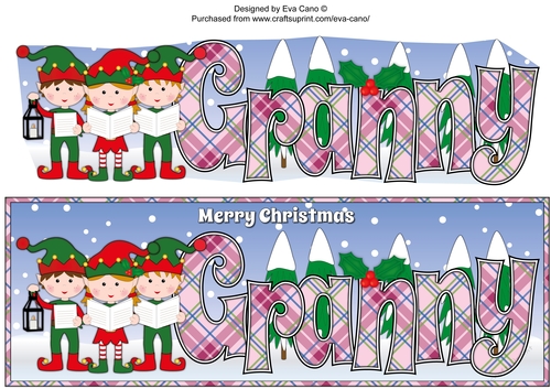 Elves Carol singers GRANNY large dl 2